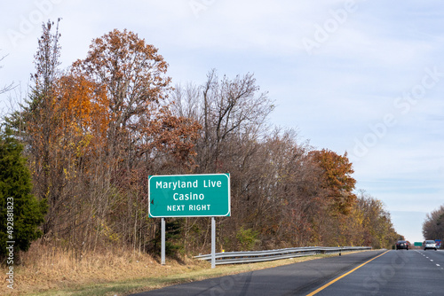 Highway sign for Maryland Live Casino in Hanover, Maryland