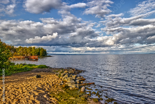 Evening sky and cloudscape add romance to the image - Lake Superior - Thunder Bay, ON, Canada photo