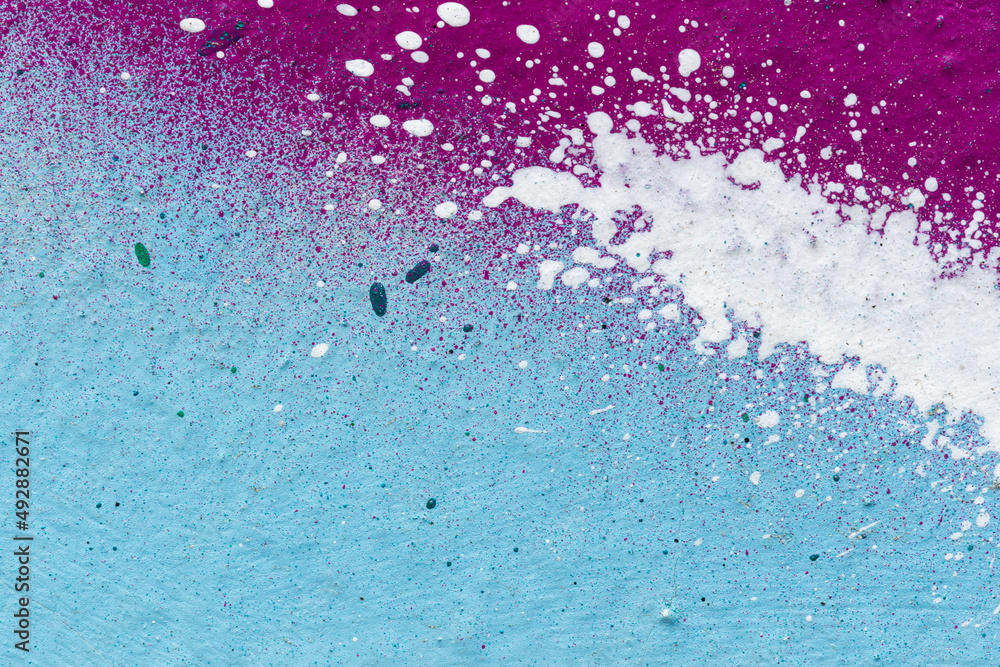 Macro close-up of light blue, purple and white spray paint with splashes.  Abstract full frame textured splattered graffiti background with copy  space. Stock Photo | Adobe Stock