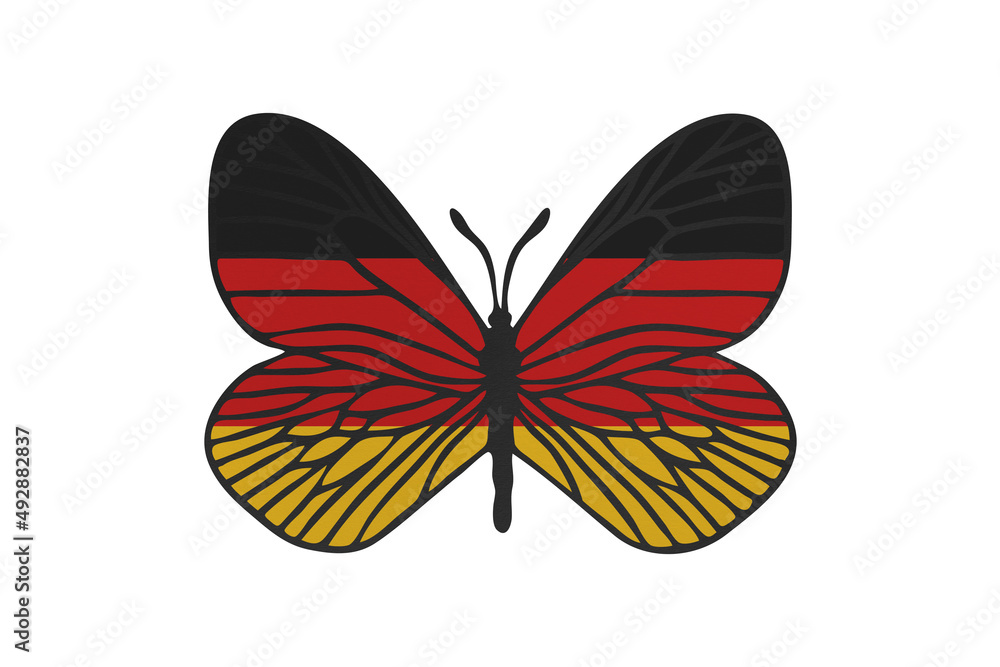 Butterfly wings in color of national flag. Clip art on white background. Germany