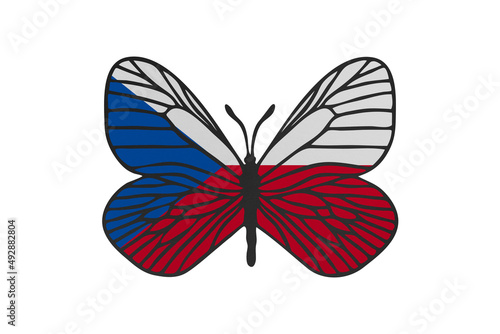 Butterfly wings in color of national flag. Clip art on white background. Czech Republic © Julia