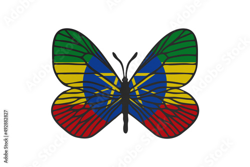 Butterfly wings in color of national flag. Clip art on white background. Ethiopia