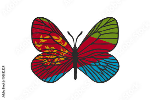 Butterfly wings in color of national flag. Clip art on white background. Eritrea © Julia
