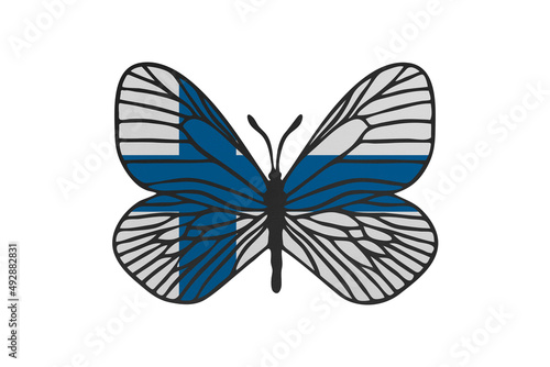 Butterfly wings in color of national flag. Clip art on white background. Finland © Julia