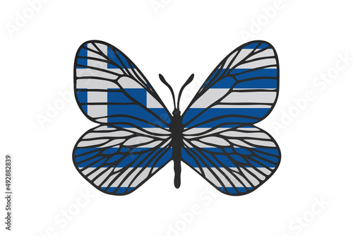 Butterfly wings in color of national flag. Clip art on white background. Greece