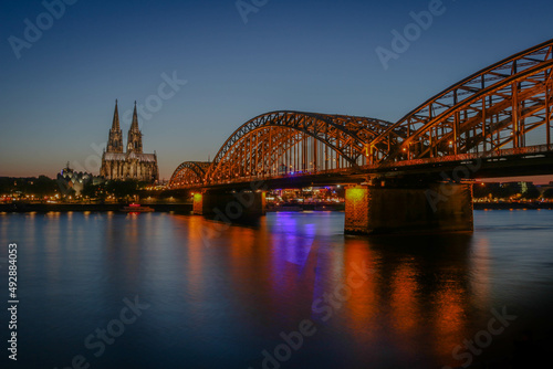 The Hohenzollern Bridge and Cologne Cathedral in the city of Cologne  Germany
