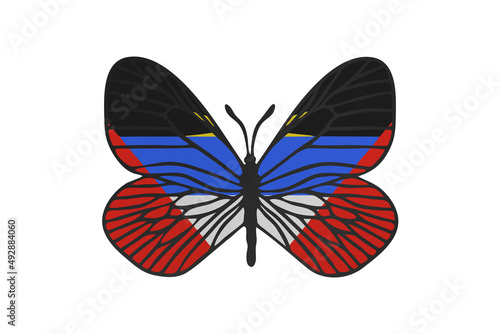 Butterfly wings in color of national flag. Clip art on white background. Antigua and Barbuda © Julia