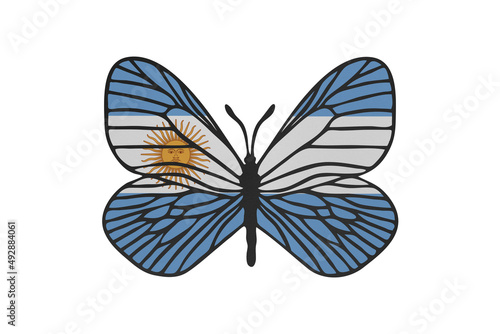 Butterfly wings in color of national flag. Clip art on white background. Argentina