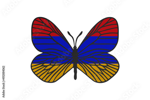 Butterfly wings in color of national flag. Clip art on white background. Armenia © Julia