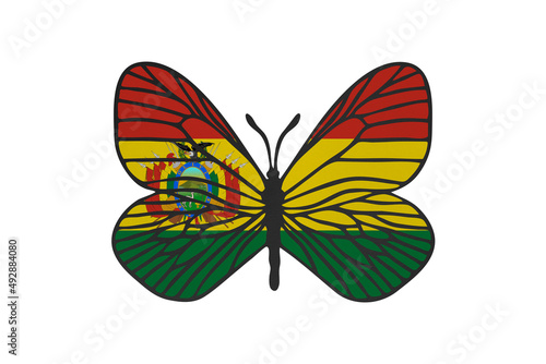 Butterfly wings in color of national flag. Clip art on white background. Bolivia