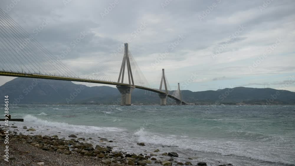 Panorama of Charilaos Trikoupis bridge Rio-Antirio in Patras, Greece Panorama of Charilaos Trikoupis bridge Rio-Antirio in Patras, Greece