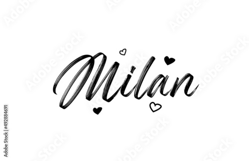 Milan grunge city typography word text with grunge style. Hand lettering. Modern calligraphy text