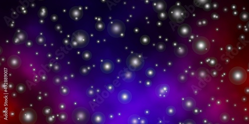 Dark Blue  Red vector texture with beautiful stars.