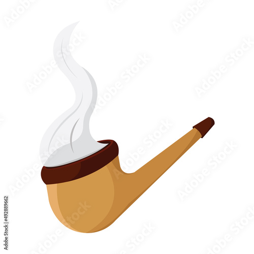 Isolated wooden tobacco smoking pipe icon Vector