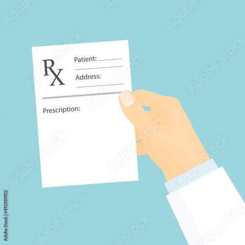 doctor hand holding medical prescription- vector illustration