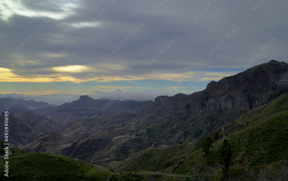 Gran Canaria, landscape of the central part of the island, Las Cumbres, ie The Summits, 
Caldera de Tejeda in geographical center of the island