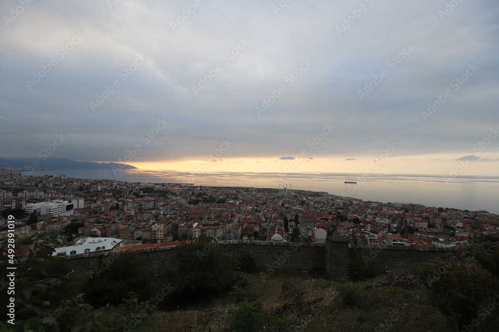 sunset in Trabzon, view of the city from above