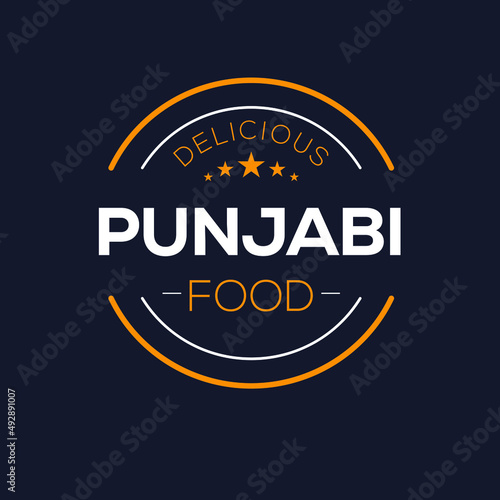 Creative  Punjabi food  logo  sticker  badge  label  vector illustration.