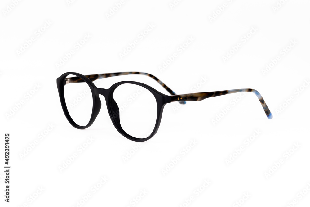 optical glasses frame stands on a white background optical glasses frame stands on a white background