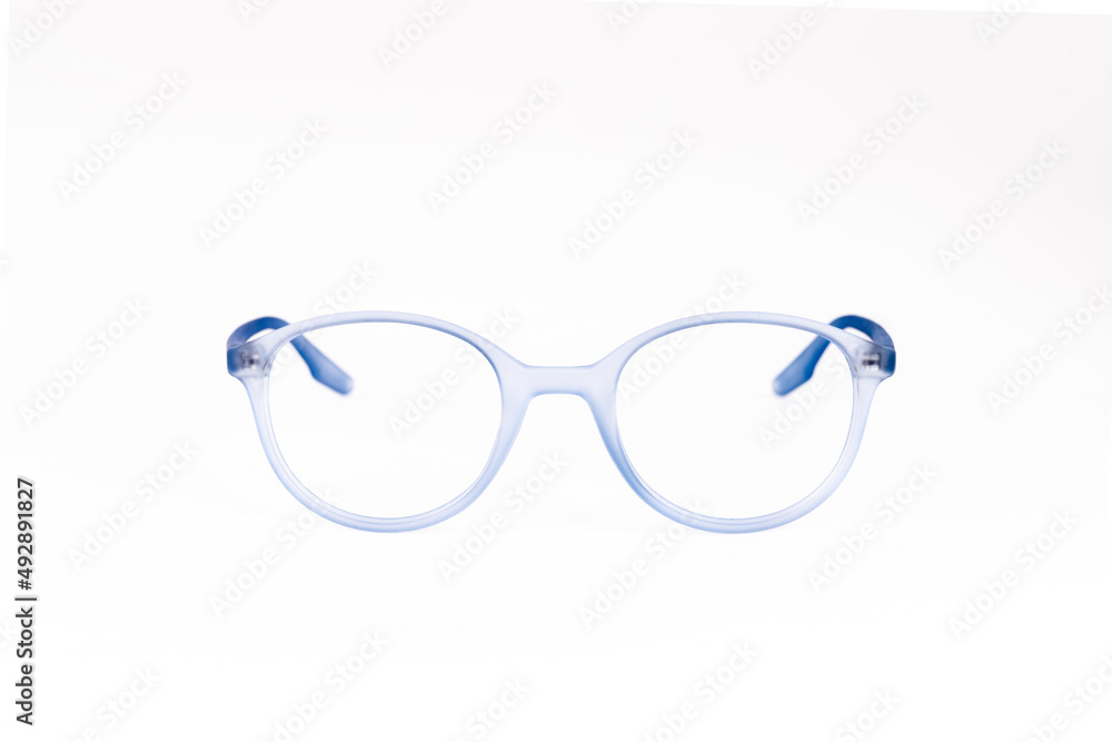 Fototapeta premium optical glasses frame stands on a white background