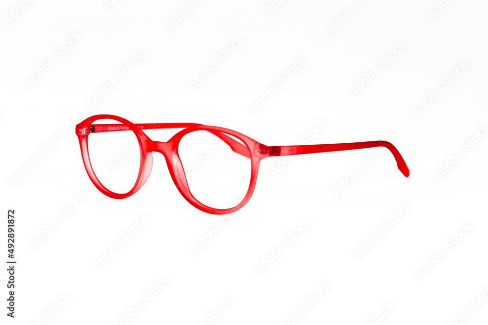 Fototapeta premium optical glasses frame stands on a white background