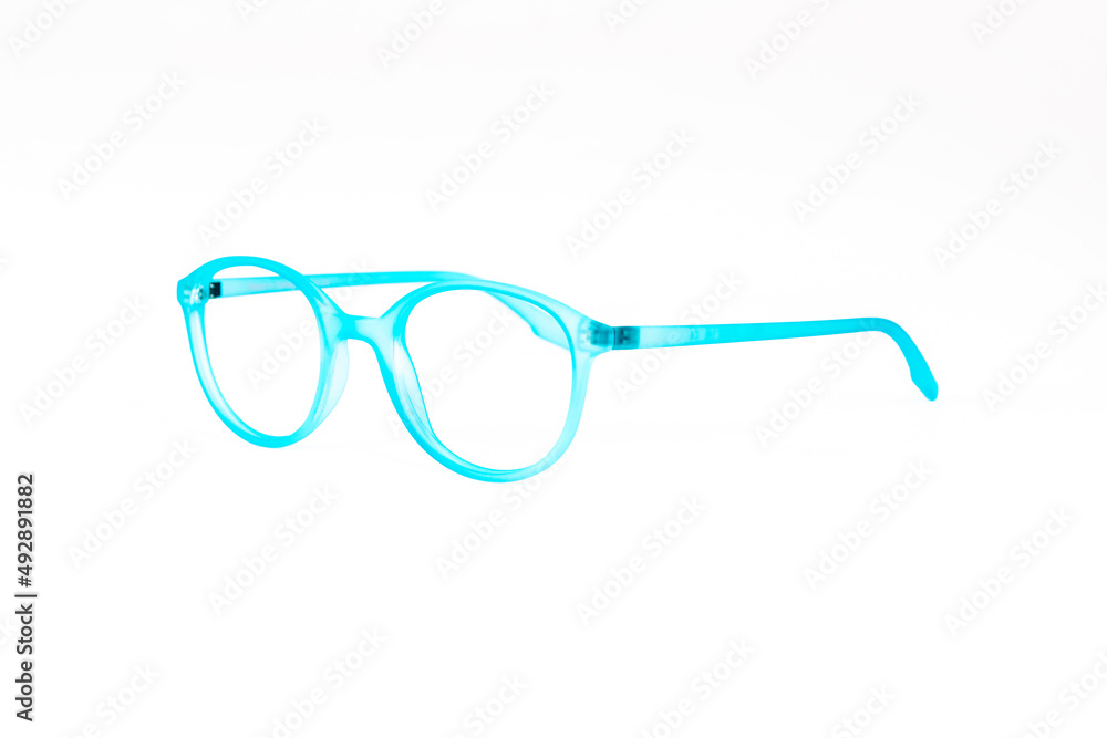 Fototapeta premium optical glasses frame stands on a white background