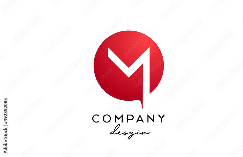 red M alphabet letter logo icon with circle design. Creative template for company and business red M alphabet letter logo icon with circle design. Creative template for company and business