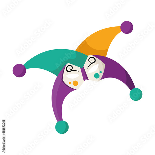 Isolated colored jester harlequin hat Vector