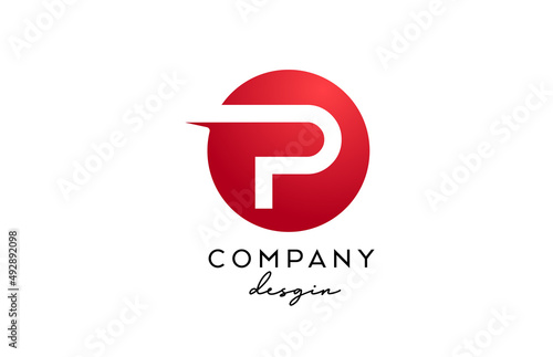 red P alphabet letter logo icon with circle design. Creative template for company and business
