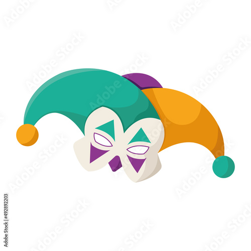 Isolated colored jester harlequin hat Vector
