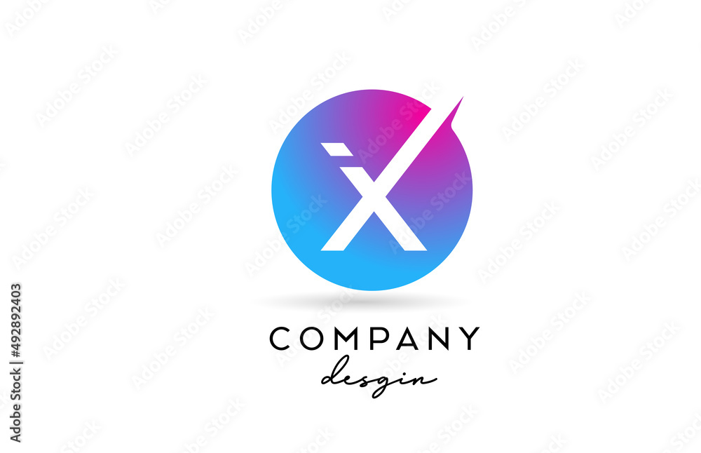 pink blue X alphabet letter logo icon with circle design. Creative template for business and company pink blue X alphabet letter logo icon with circle design. Creative template for business and company