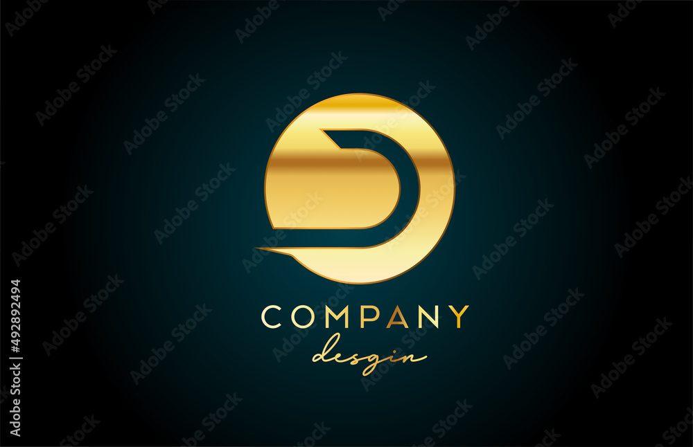 Gold D alphabet letter logo icon with circle design. Golden creative template for business and company Gold D alphabet letter logo icon with circle design. Golden creative template for business and company