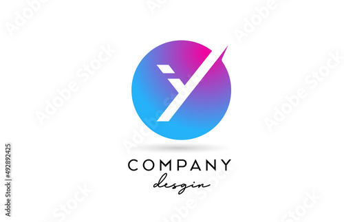 Free Download pink blue Y alphabet letter logo icon with circle design. Creative template for business and company - GFXLoad