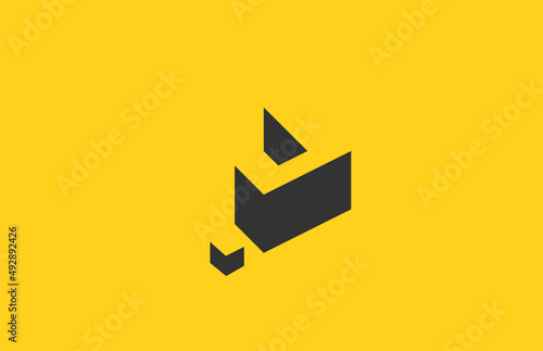 yellow black j alphabet letter icon logo with shadow design. Creative template for company and business