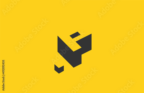 yellow black p alphabet letter icon logo with shadow design. Creative template for company and business