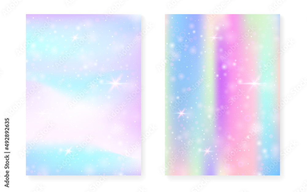Unicorn background with kawaii magic gradient. Princess rainbow hologram. Unicorn background with kawaii magic gradient. Princess rainbow hologram.