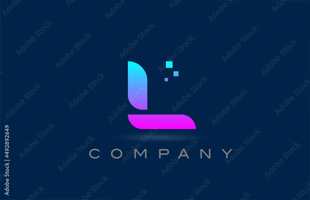 Fototapeta premium pink blue L alphabet letter logo icon design. Creative template for business and company with dots