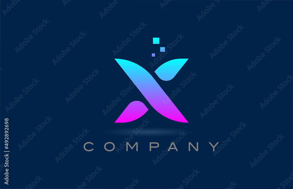 pink blue X alphabet letter logo icon design. Creative template for ...
