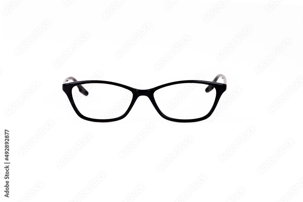 Fototapeta premium optical glasses frame stands on a white background
