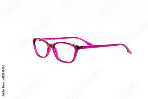 optical glasses frame stands on a white background
