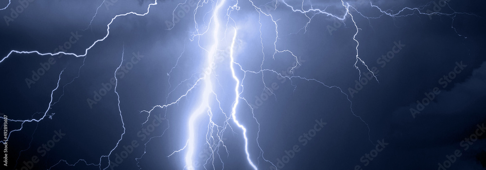 Thunder, lightnings and rain on stormy summer night Thunder, lightnings and rain on stormy summer night
