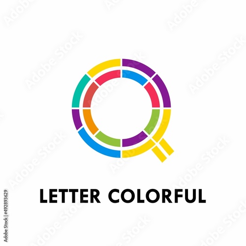 Colorful Letter q logo font design template illustration
