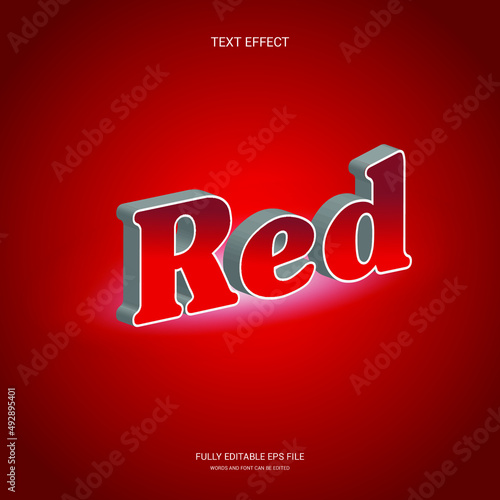 Editable Red text effect style premium vector