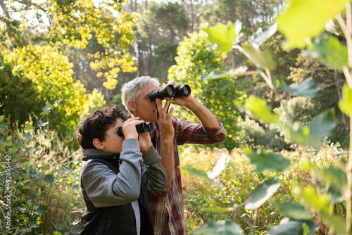 Dad and son exploring