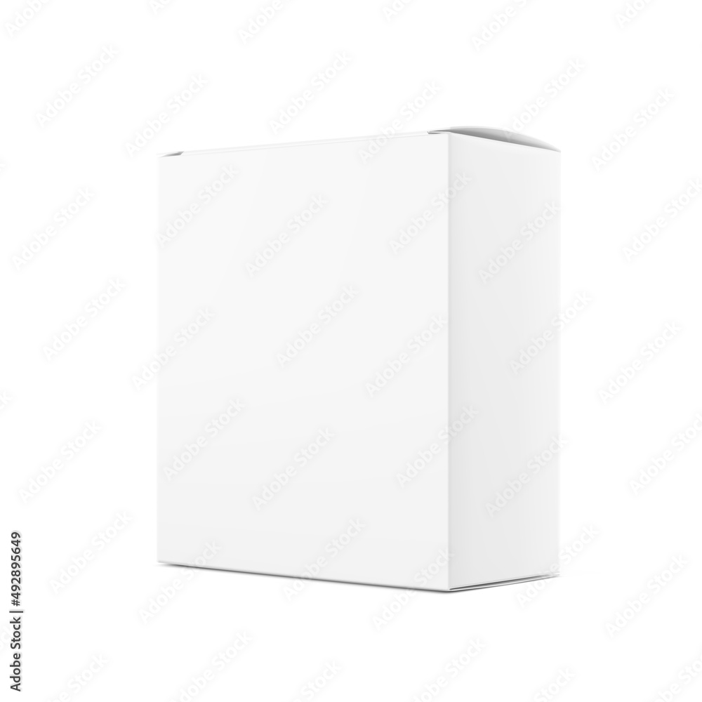 Realistic square cardboard box mockup. Perspective view. Vector illustration isolated on white background. Can be use for food, medicine, cosmetic and etc. Ready for your design. EPS10. Realistic square cardboard box mockup. Perspective view. Vector illustration isolated on white background. Can be use for food, medicine, cosmetic and etc. Ready for your design. EPS10.