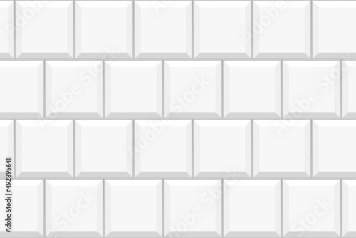 White square tile seamless pattern. Ceramic or stone brick background. Kitchen backsplash or bathroom wall or floor decoration. Interior texture. Vector flat illustration.