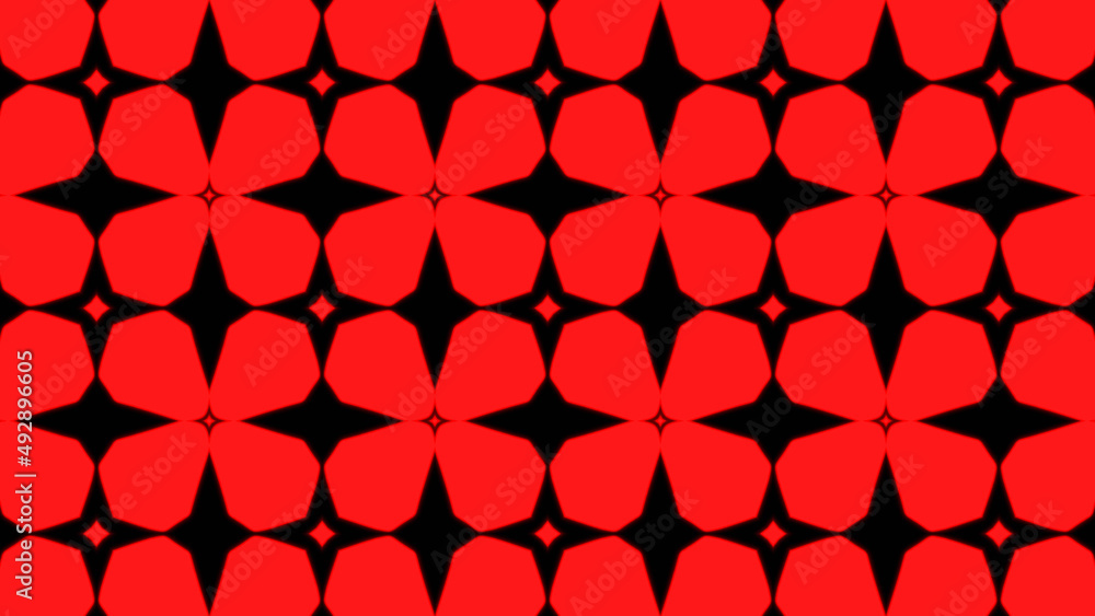 Fototapeta premium Abstract red geometric seamless pattern background. Psychedelic Colorful VJ background. Disco Abstract Motion Background. Kaleidoscope effect