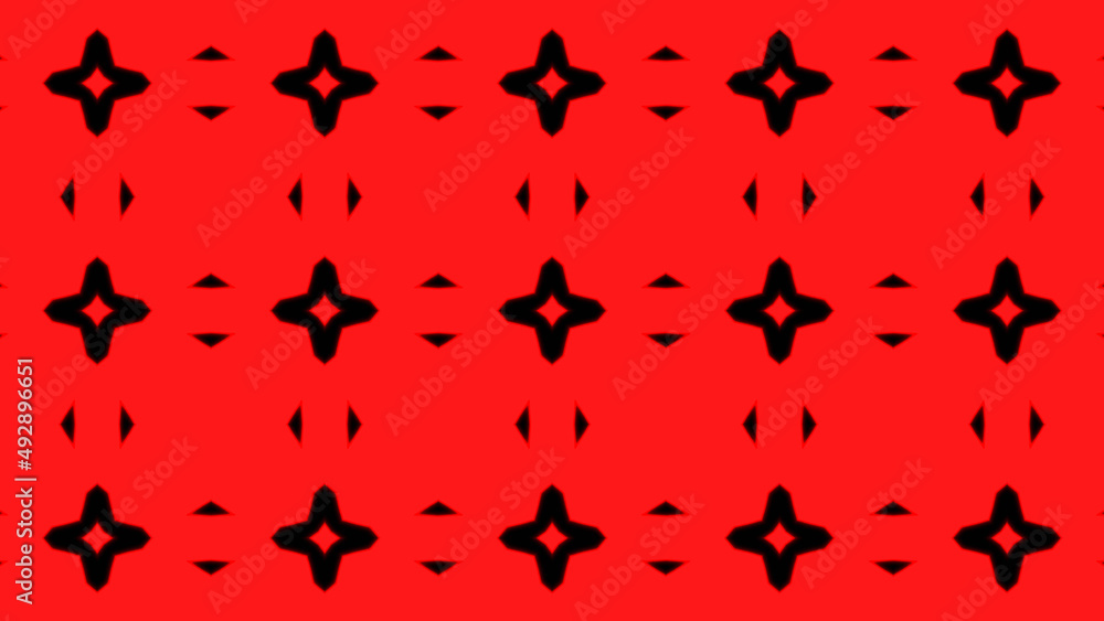 Fototapeta premium Abstract red geometric seamless pattern background. Psychedelic Colorful VJ background. Disco Abstract Motion Background. Kaleidoscope effect