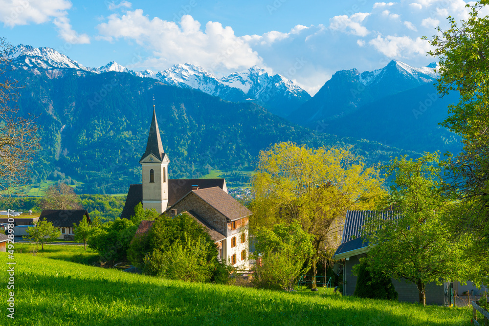 Village of Düns in the Walgau Valley, State of Vorarlberg, Austria
