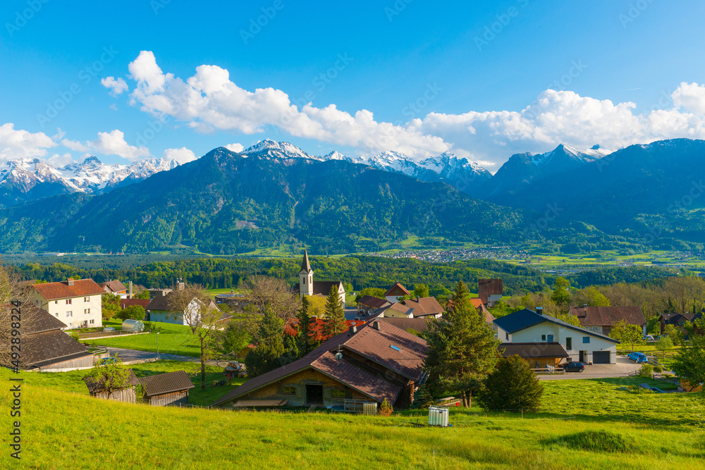 Village of Düns in the Walgau Valley, State of Vorarlberg, Austria